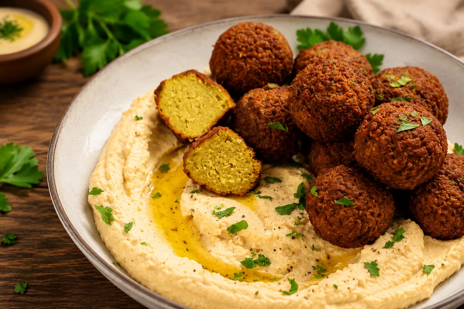 Falafel, a vegetarian Syrian favourite at The Syrian House, delivered near Dover, Calgary